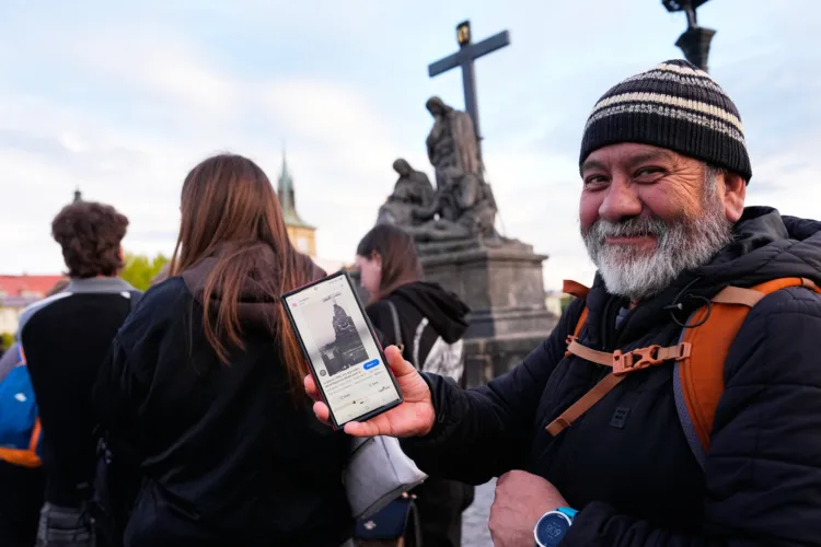 Depeche Mode fans flock to Prague's Charles Bridge to recreate 1988 band photo